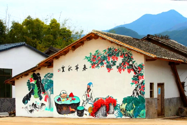 美丽乡村文化墙彩绘_美丽乡村景观墙造型图片_安化电视台新闻综合频道美丽安化 美丽乡村