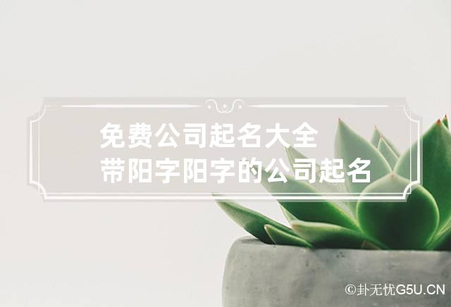 免费公司起名大全带阳字 阳字的公司起名